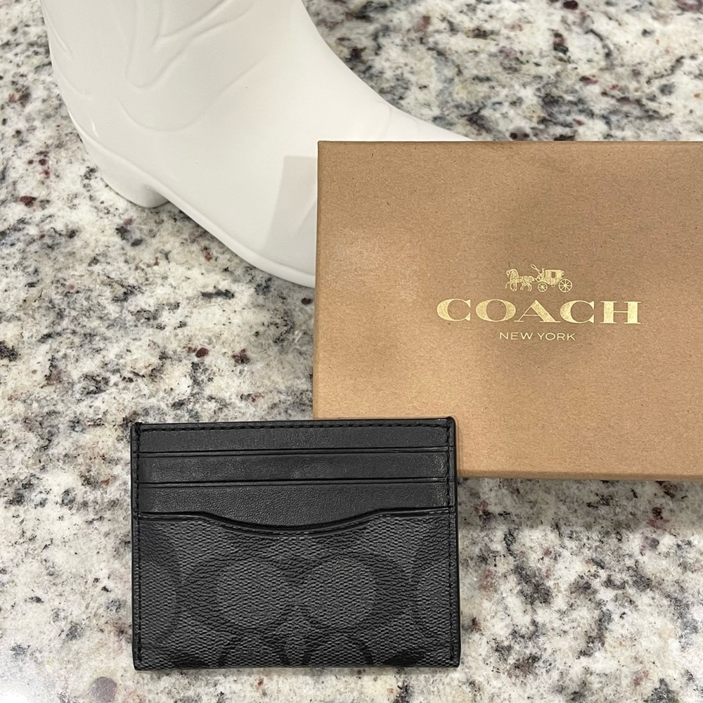 Coach Slim ID Case in Signature Leather🖤
